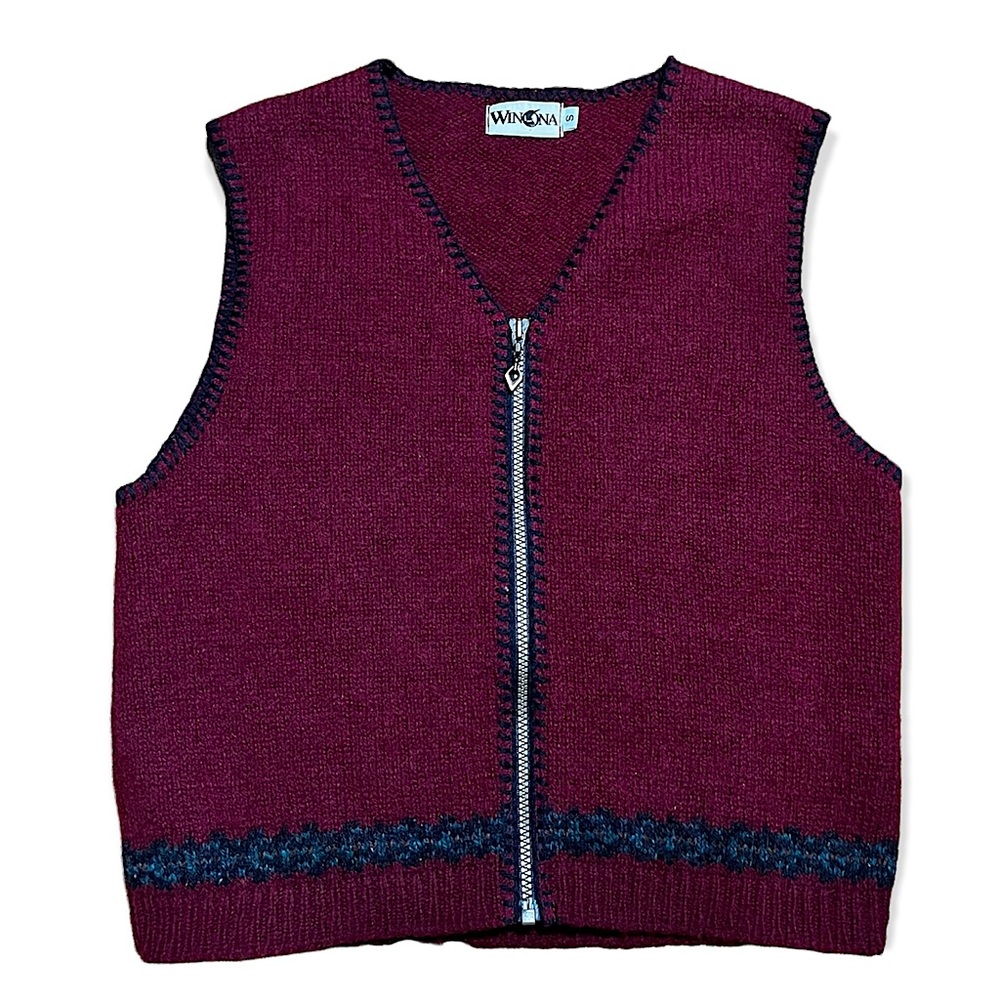 Winona Vintage Wool Blend Zip Sweater Vest Sz S